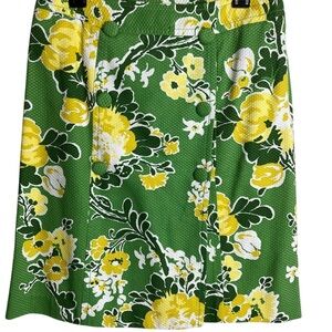Talbots Green and Yellow Knee-Length Pencil Skirt